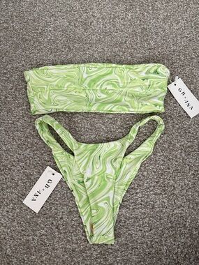 GB+ANA Lime Green Swirl Bandeau Bikini